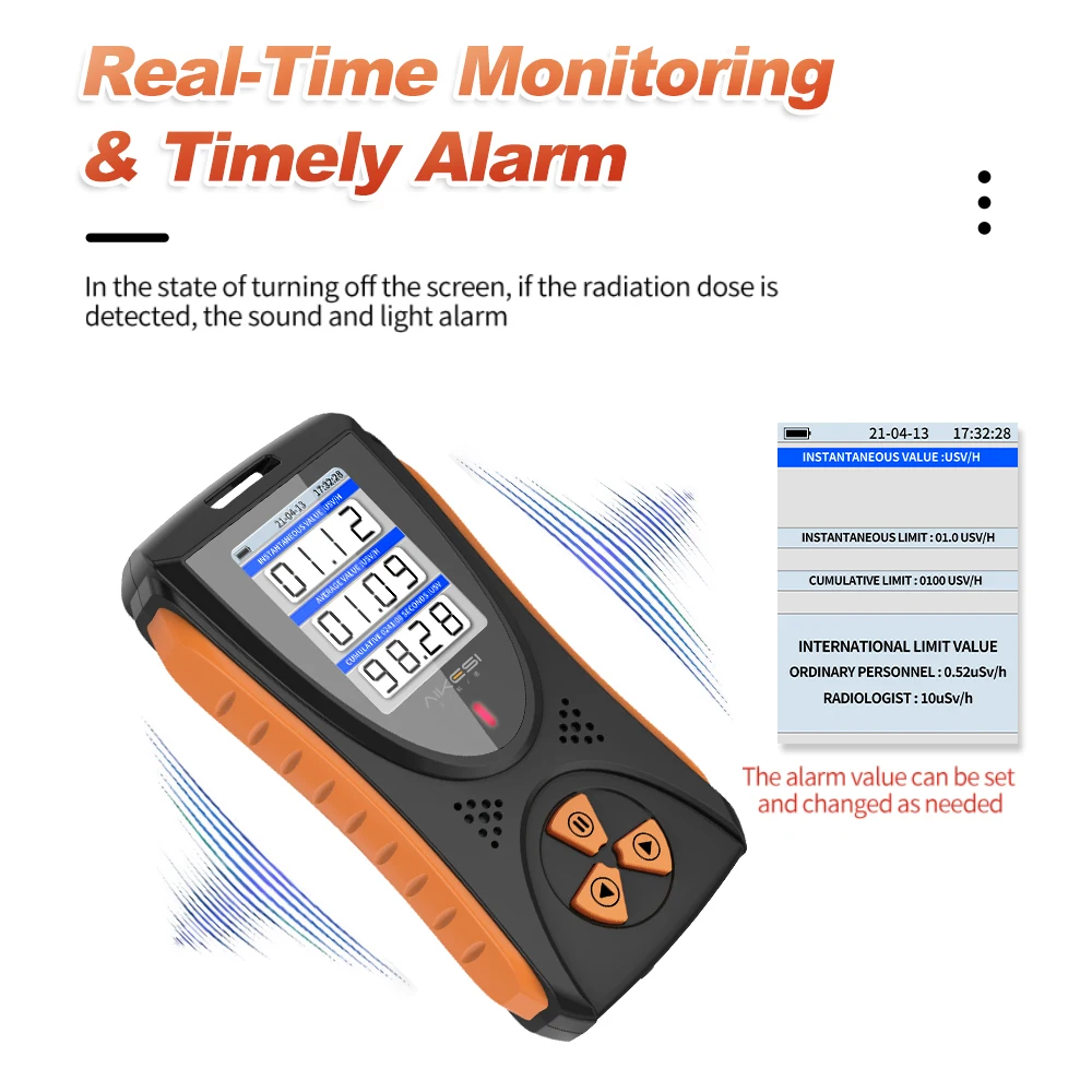 AIKESI HFS-10 Stralingsdetector Dosimeter Geigerteller Beta Gamma X-ray Oplaadbare Monitor X Beta Gamma Stralen Detector
