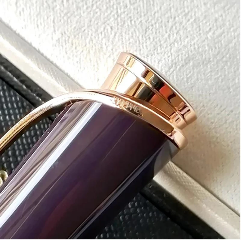 Luxury M Grace Kelly Dark Purple Rollerball Ballpoint Pen Gift With Teardrop Shape Diamond Stone Clip Writing Smooth