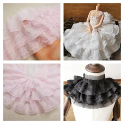 11cm wide Fluffy 3 layer chiffon embroidered ruffled lace fabric Girl handmade doll dress skirt cuff hem trim sewing accessories