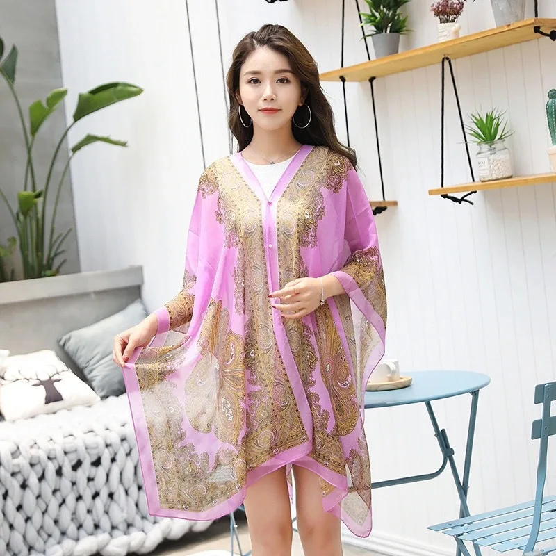 Multifunctional Sun Protection Beach Cover Up For Travel And Leisure Wrap Towel Summer Chiffon Jacket Shawl For Women