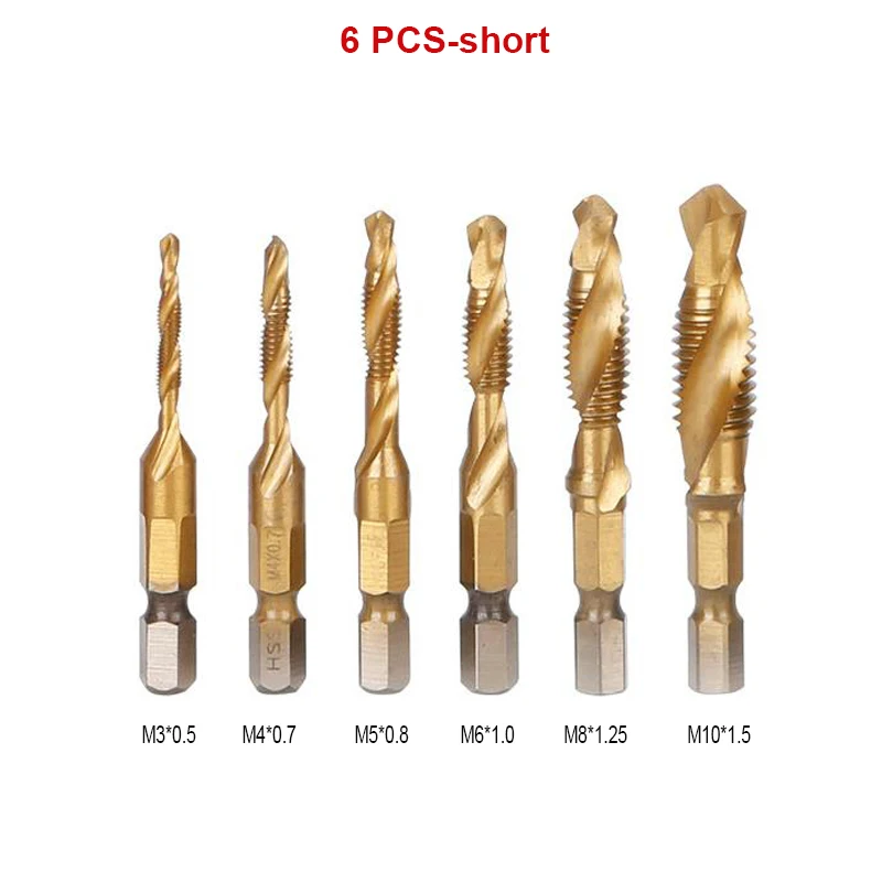 Hand Tap Drill Bits HSS 4341 Screw Spiral Point Thread M3 M4 M5 M6 M8 M10 Metalworking Hex Shank Machine Taps Kit Metric Plug