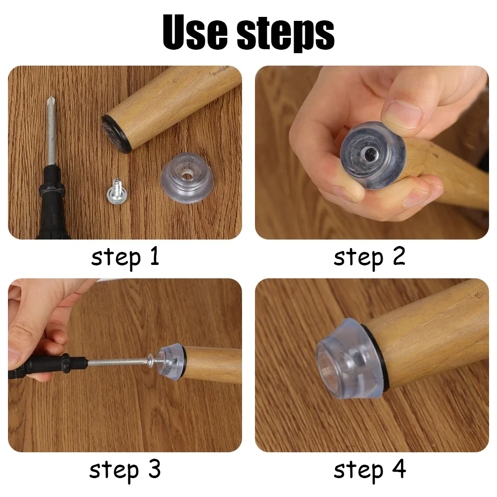 Antiderrapante Silicone Glider Móveis Pés Pads, Prego no Protetor, Mesa e Cadeiras, Proteja Mat, 20 pcs, 4pcs