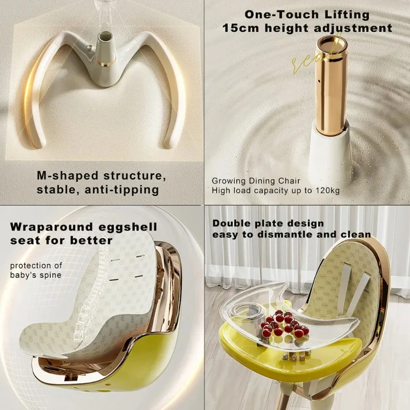 كرسي طعام للأطفال كرسي مرتفع مقعد بامبو ملفوف على شكل قشر البيض لطاولة طعام مقعد معزز عالي الظهر للأطفال الصغار من سن 1 إلى 3 سنوات