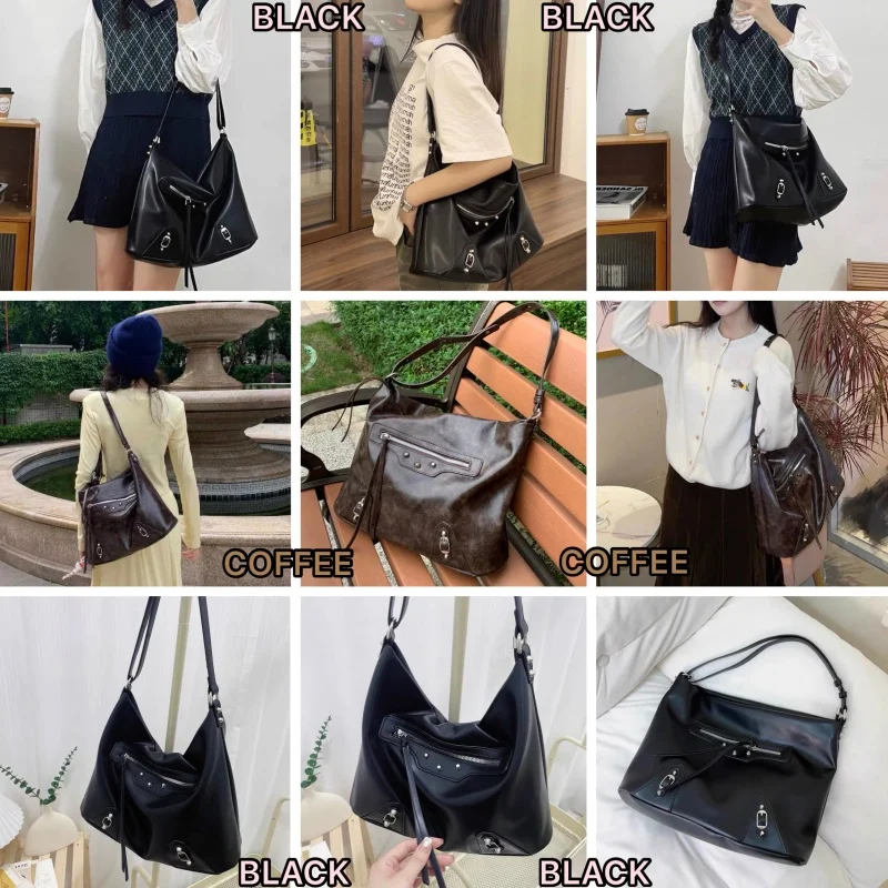 Vintage Maillard Women\'s Shoulder Bags Large Capacity Ladies Crossbody Bag Fashion PU Leather Female Tote Handbags Underarm Bag