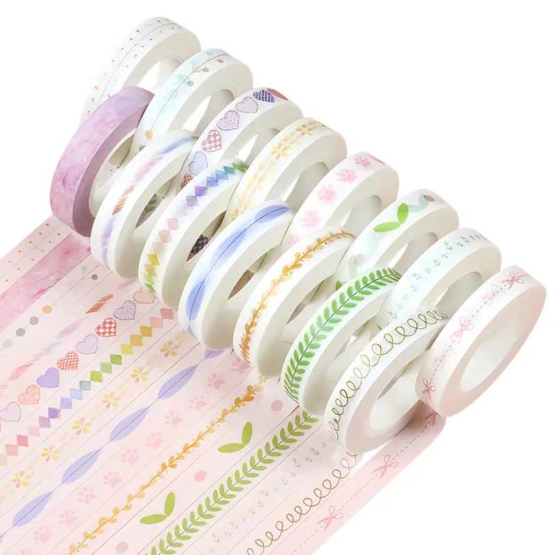 10 Meter Hand-painted and Paper Tape Creative Dividing Line Stickers Ledger Diaries Decorative Tape Stickers