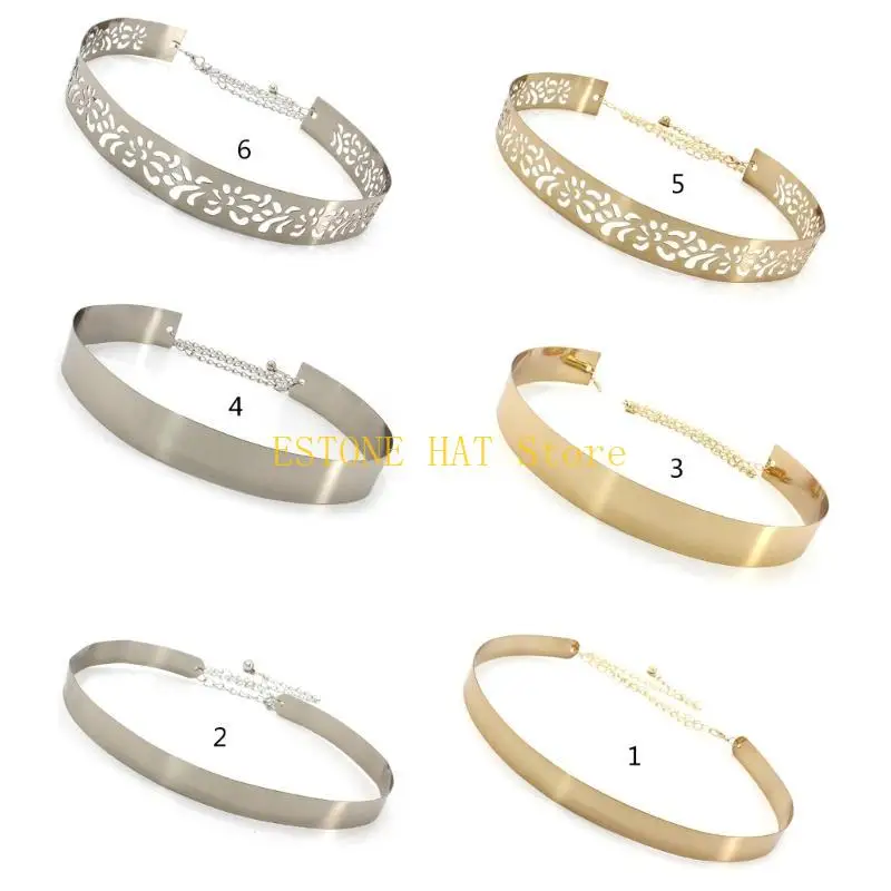 

49MF блестящий полированный ремень, регулируемый деловой ремень, женский металлический пояс, золотой пояс