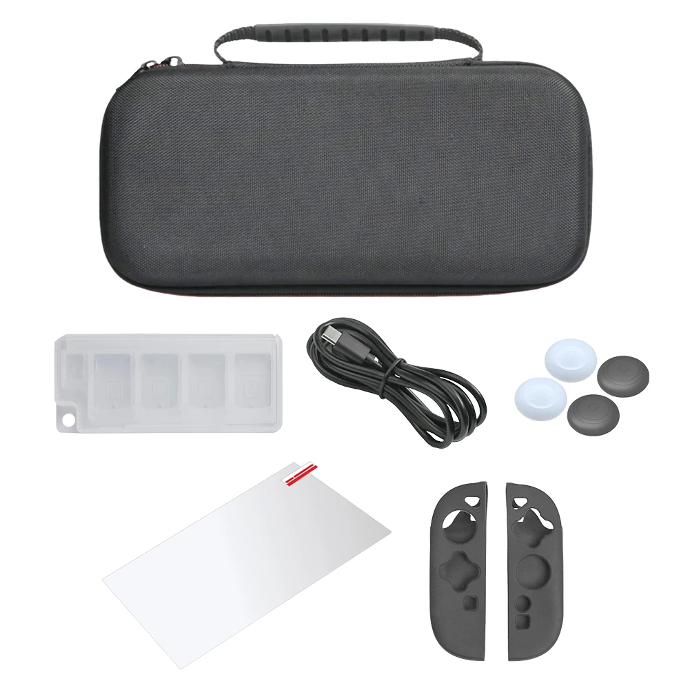 

Carrying Case with Tempered Glass Grip Cover Thumb Grip Caps Travel Carrying Bag Accessories Set for Switch2