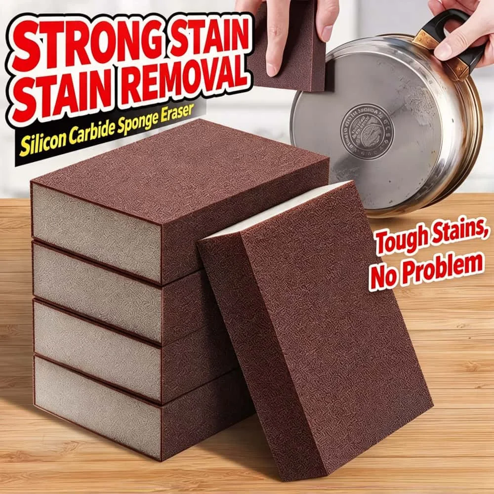 Rust Remover Emery Sponge Carborundum Eraser Heavy Duty Descaling Scouring Pads Cuttable Non Scratch Cooktop Pot Kitchen Cleaner