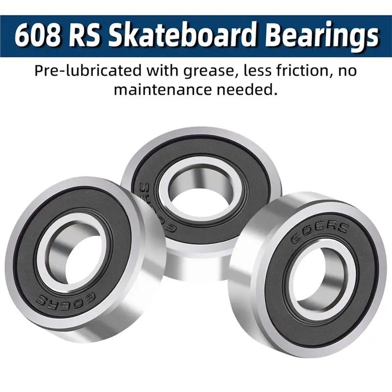A12E-40Pcs 608RS Ball Bearings 8X22x7mm Miniature Deep Groove Carbon Steel Sealed Ball Bearings