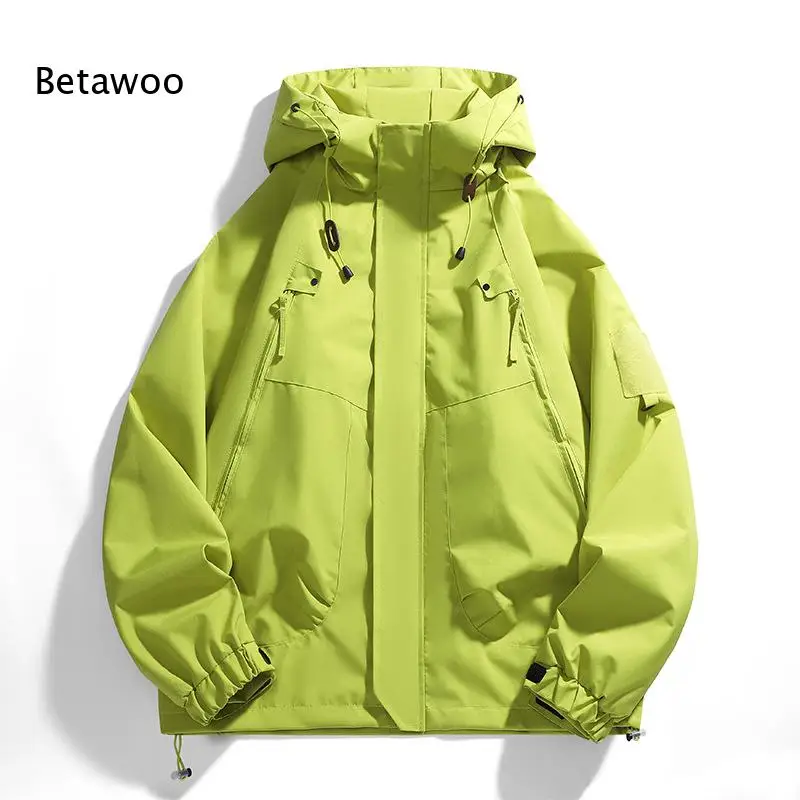 Women Windproof Hooded Jacket Zip Up Outdoor Windbreaker Coat Long Sleeve Casual Outerwear