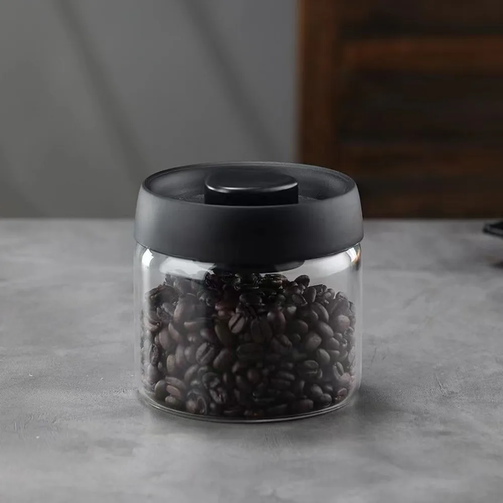 Moisture Proof Vacuum Sealed Jar Press Type High Borosilicate Glass Tea Storage Container Keep Fresh Manual Airtight Container