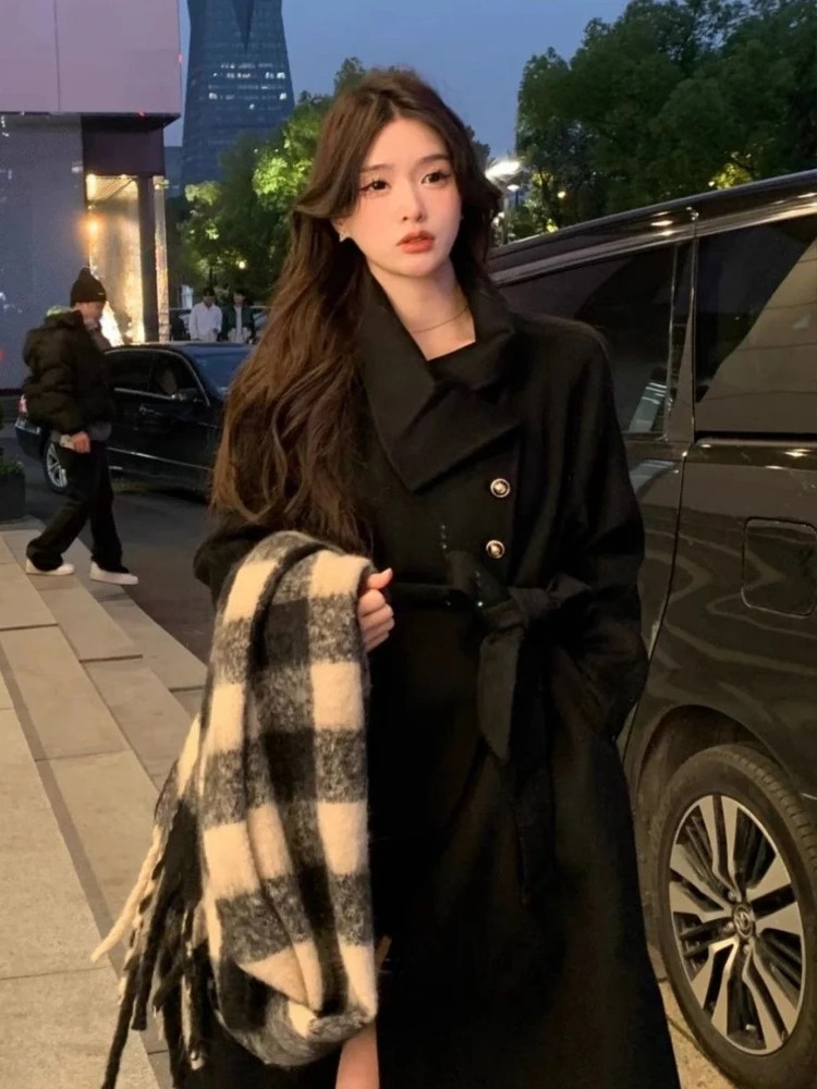 

Women's Loose Fit Warm Wool Coat Stylish Oversized Slimming Winter Jacket Luxury Korean Style Fashionable Outerwear For Winter