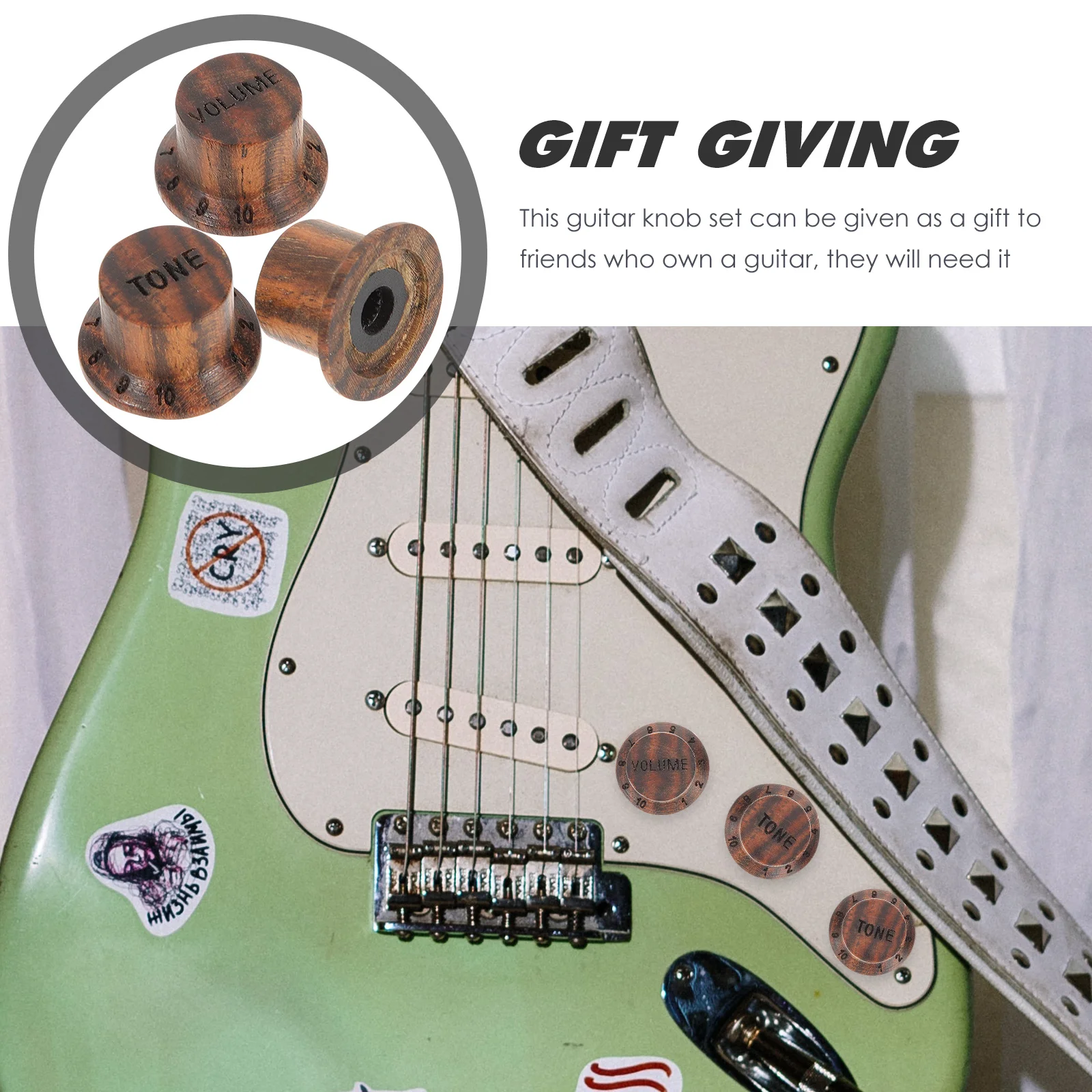 

3pcs Wooden Guitar Knob Volume Tone Control Caps For Electric Bass Potentiometer Replacement Hats Sound Amplifier Accessories