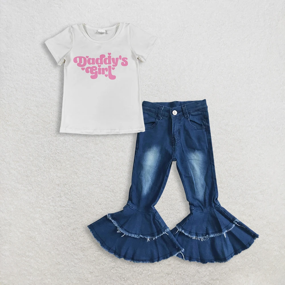 

Baby Girls Outfits Baby Girls Outfits Baby Girls Summer Daddy's Girls White Shirt Denim Jeans Pants Clothes Sets