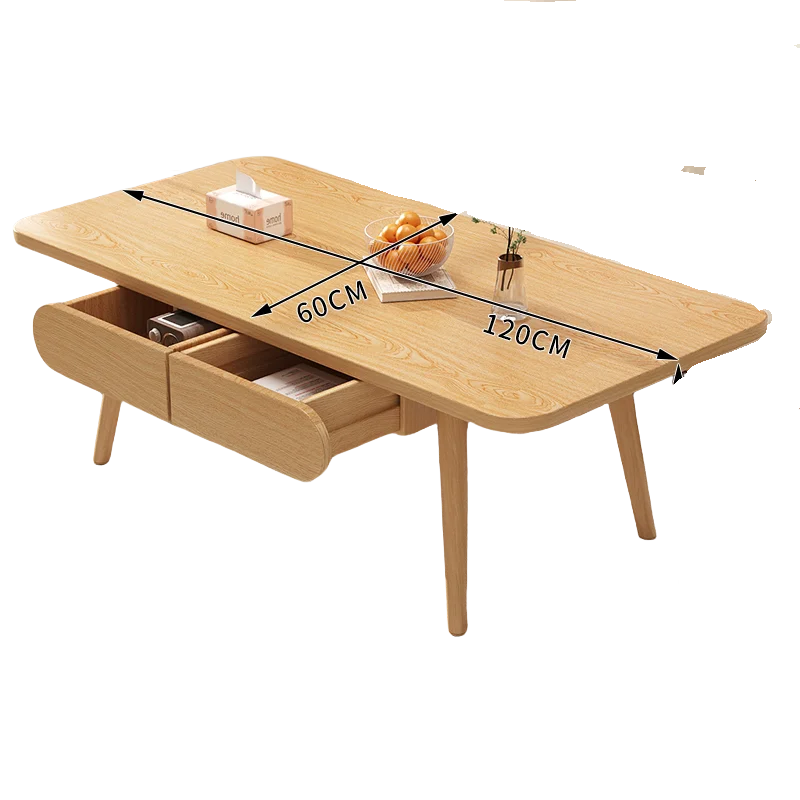 

Nordic all solid wood low table living room home balcony tea table rental house small apartment with log
