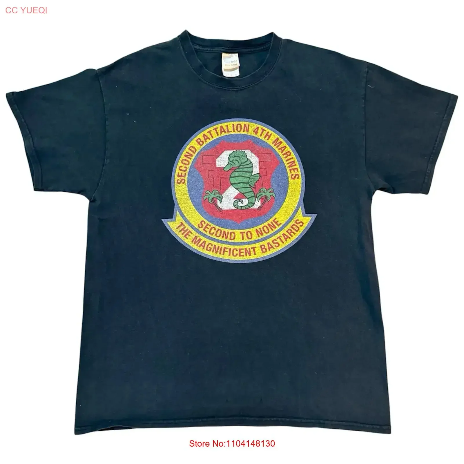 Vintage 2nd Battalion 4th Marines The Magnificent Bastards USMC T Shirt Size L vintage Washed Versatile Breathable