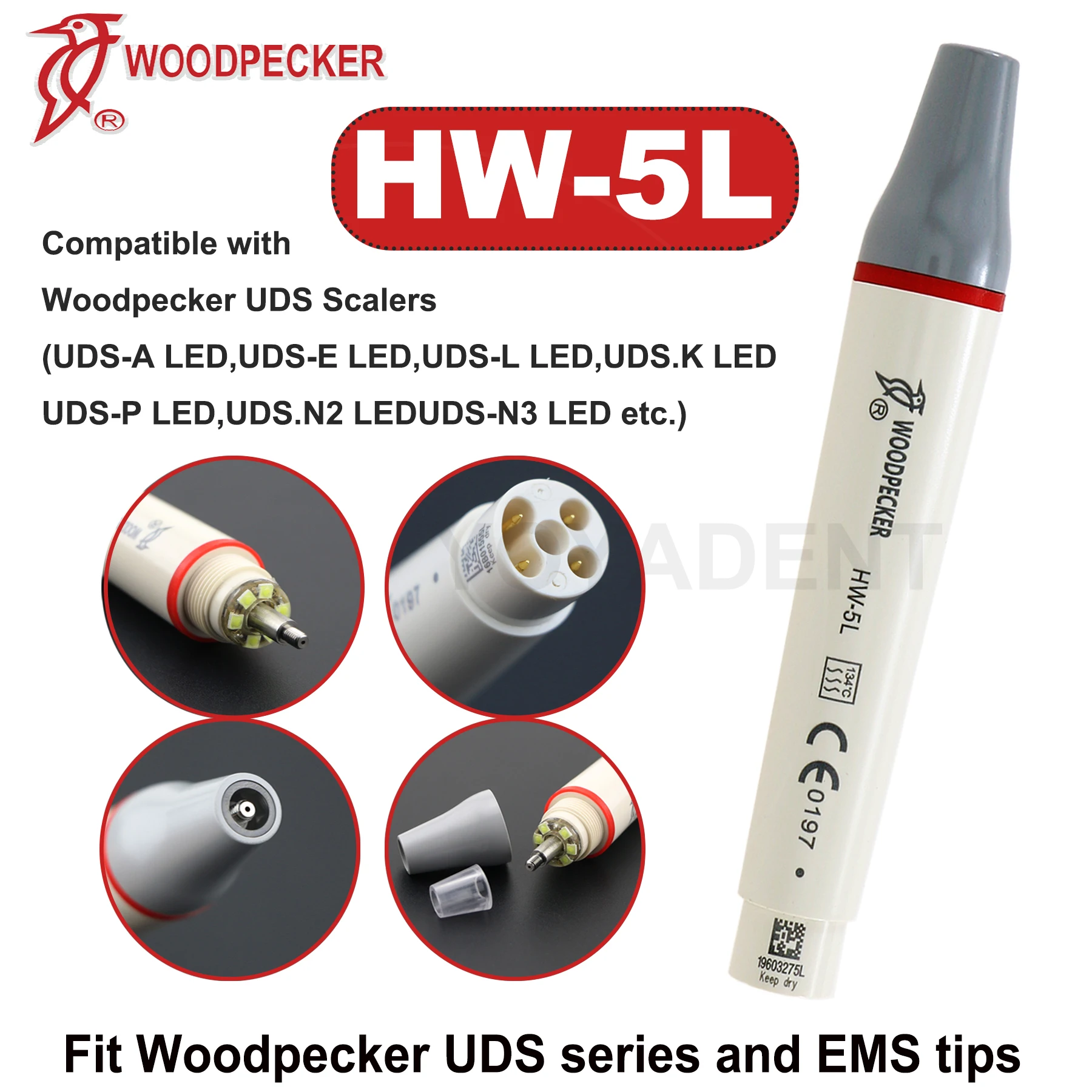 

Оригинальный наконечник дятла, стоматологический ультразвуковой наконечник для скалера со светодиодной подсветкой, подходит для EMS UDS, инструменты для отбеливания зубов HW-5L