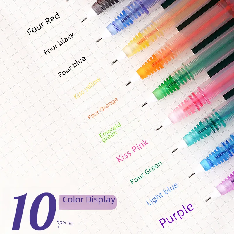 

Snow White T16 Color Quick-drying Gel Pen Straight Liquid Ball Pen Student Examination Multicolor Pen 10 Color 0.5 Needle Tube