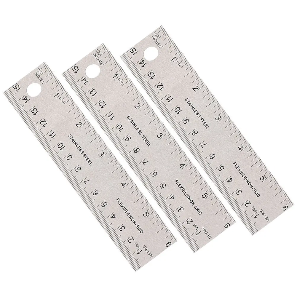 3Pcs Cork Backing Ruler Smooth Burr-Free Surface for Students Drawing Painting Measuring Clear Dual-Scale Inches