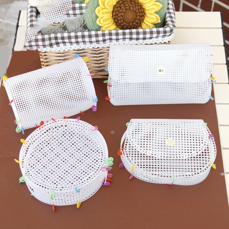 شبكة البلاستيك قماش حقيبة يد شفافة عدة الحياكة حقيبة كتف البلاستيك اليدوية حقيبة قطعة الغزل DIY بها بنفسك الملحقات حقيبة مدمن مخدرات #1