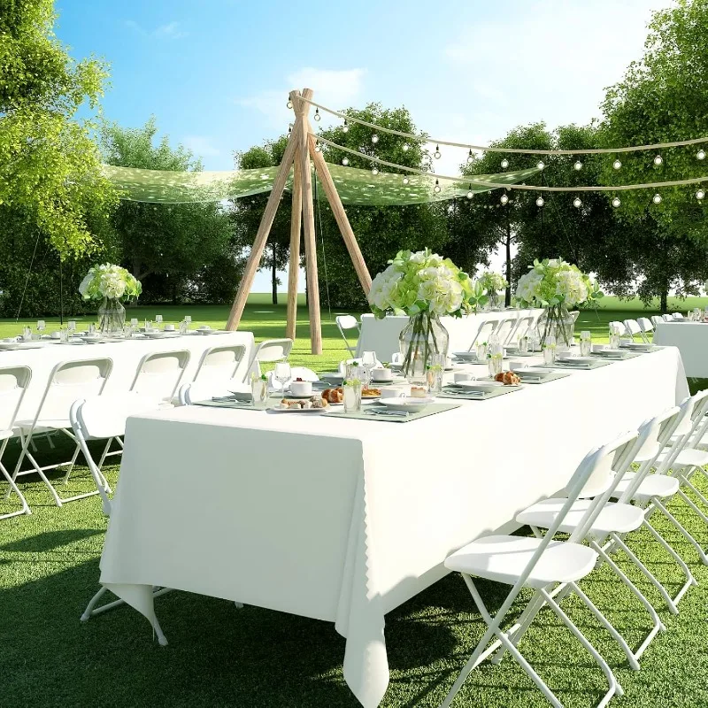 White Folding Chairs, Portable party chairs, Plastic Folding Chair,Stackable Commercial Seats with Steel Frame