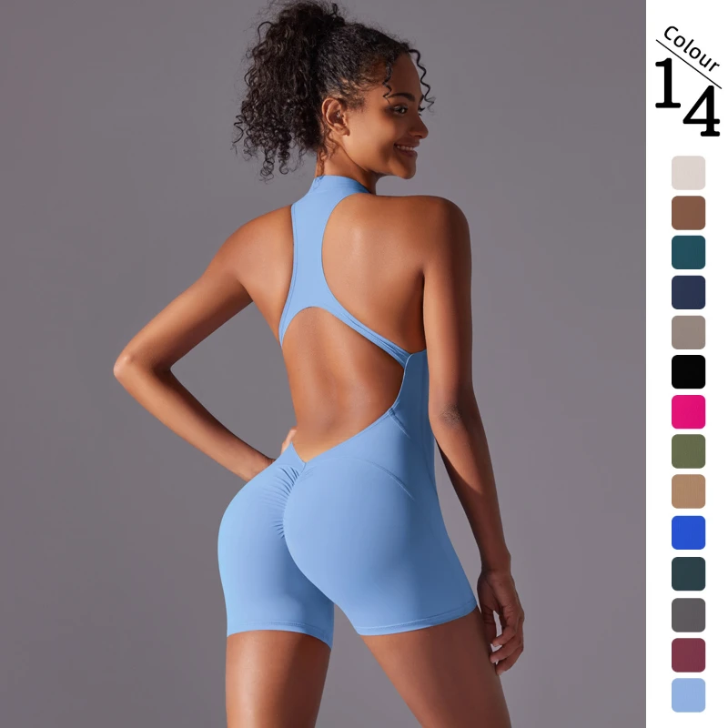 

Solid color high-intensity nude feeling tight sports back onesie yoga clothes tight running fitness clothes quick-drying breatha