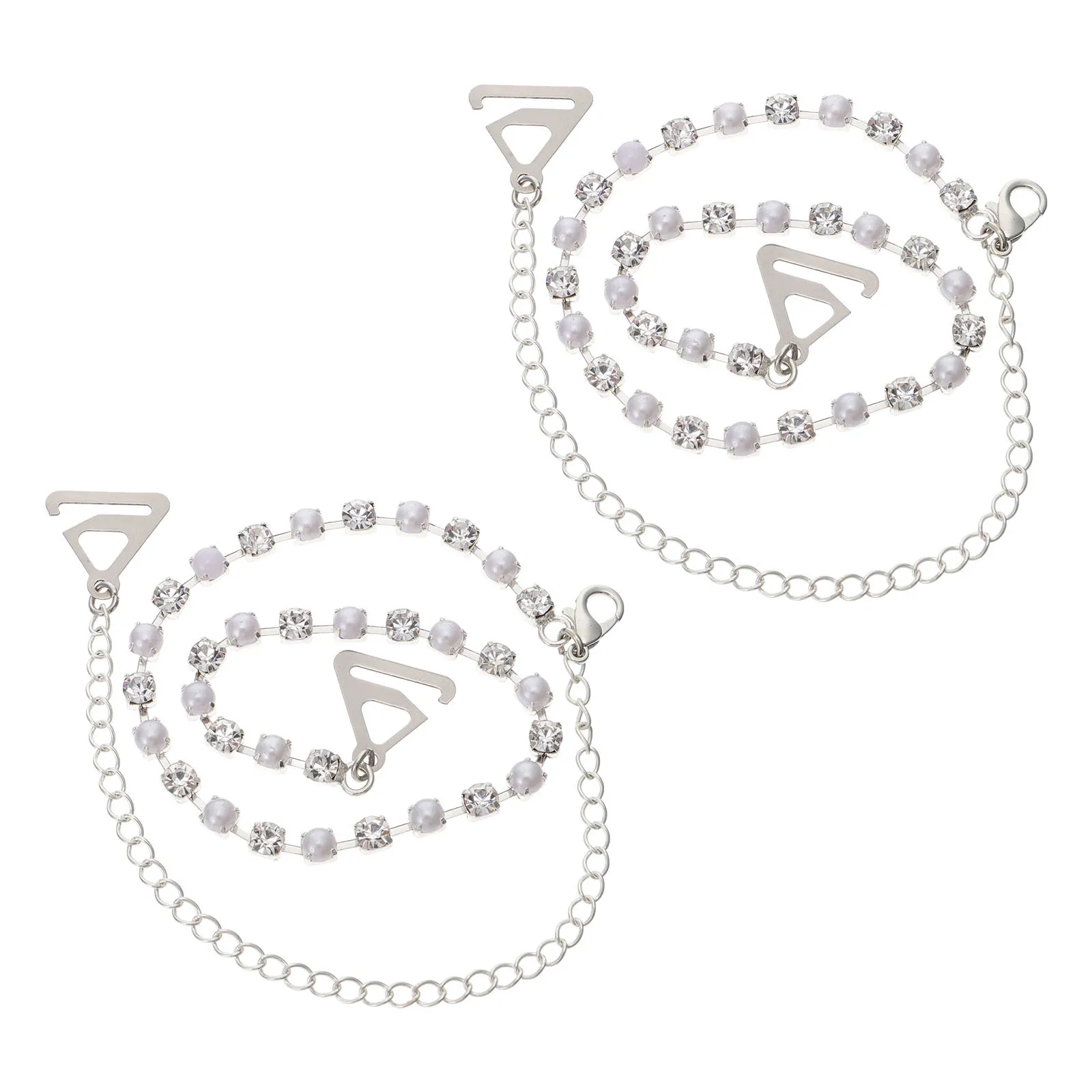 زوج واحد من أشرطة حمالات الصدر المصنوعة من اللؤلؤ الفاخر سهلة الإزالة بدون أكتاف ملابس داخلية غير مرئية فستان الزفاف وحزام الكتف