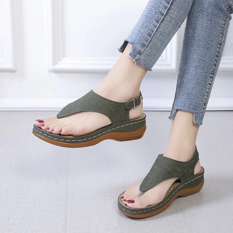 Sommer Oxford Frauen Sandalen Wohnungen Hausschuhe Pu Leder Flip-Flops Gürtel Schnalle Weibliche Schuhe 2025, Neue Rom Mode Frauen Rutschen – Detail 9