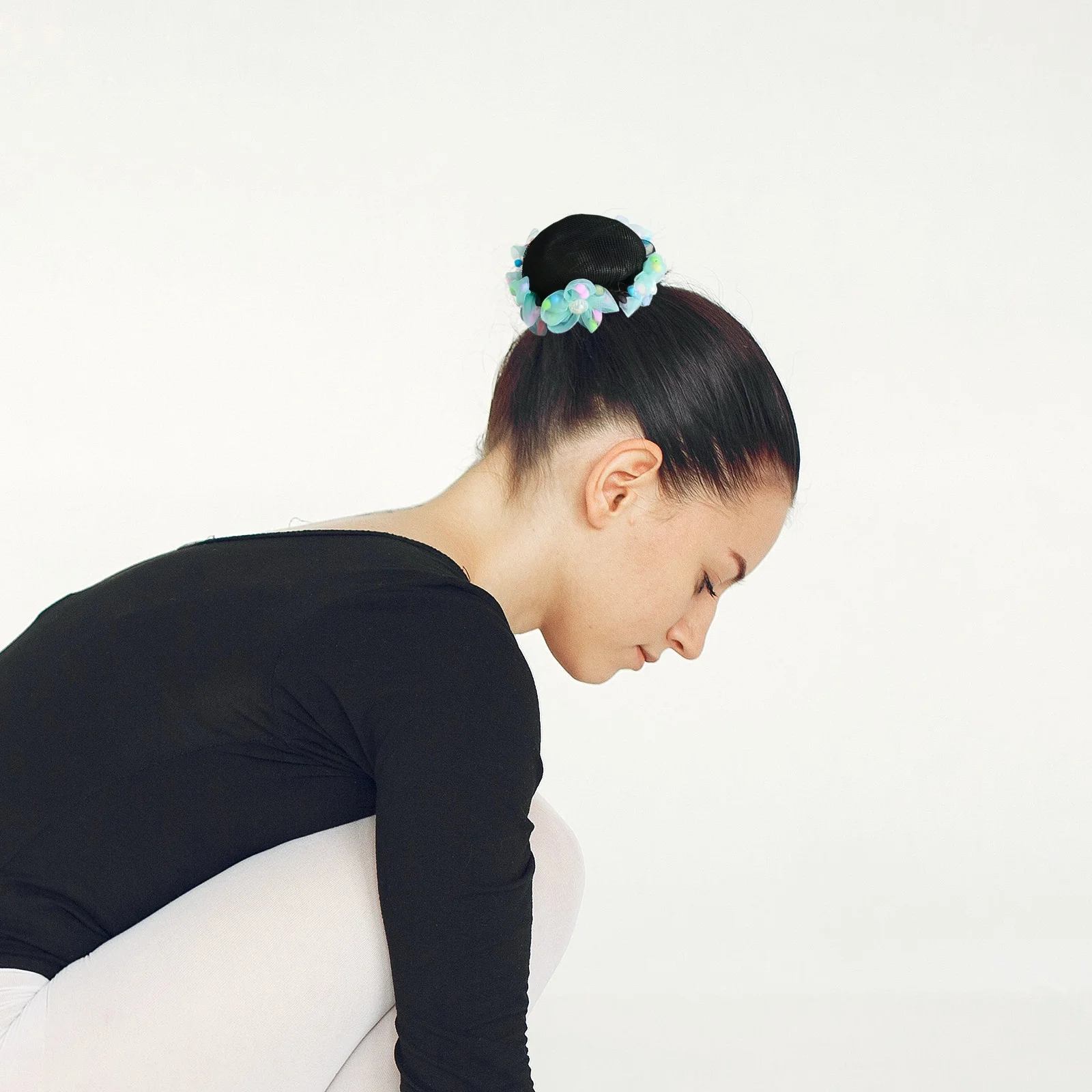 

1 Set Ballet Bun Net Set Flower Hair Ties Dance Recital Competition Daily Wear Ballet Accessories Hairnets For Women