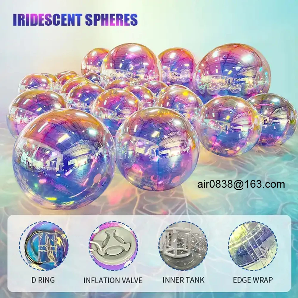 2024 Hanging Inflatable Mirror Ball Giant Disco Inflatable Mirror Balloon Large Silvery Christmas Spheres For Stage Decoration