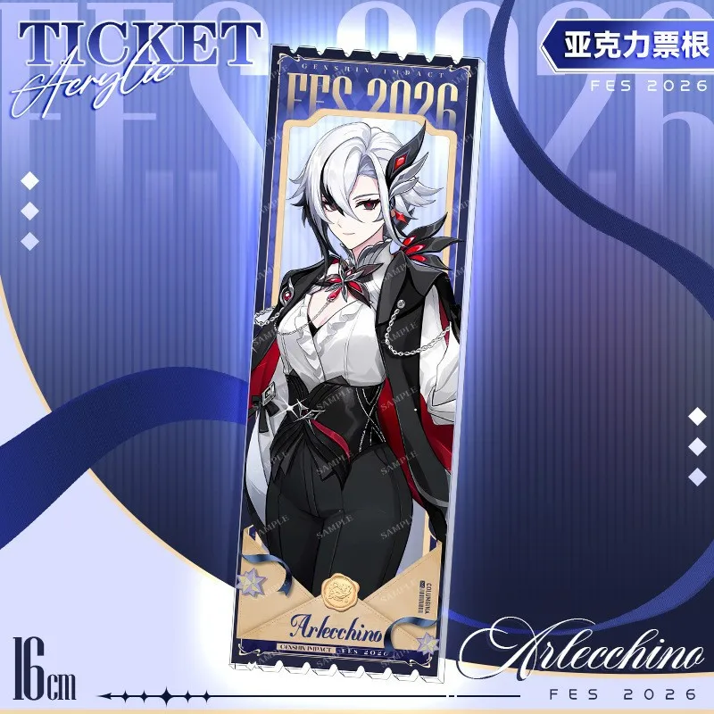 Genshin Impact Servant Yuanshen 2026 FES Peripheral 8pcs Set Double Flash Badge 16CM Large Acrylic Standee Keychain