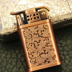 Zinc Alloy Fuel Lighter Vintage Windproof Rolling Grinding Wheels Flint Cigarette Lighters Gadget For Men