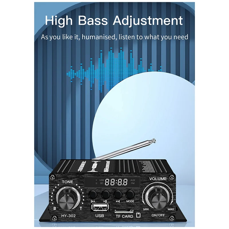 -MEOF Amplificatore Bluetooth digitale 12V Home Car 2 canali HIFI Altoparlante audio Ricevitore FM Mini amplificatore audio AMP di classe AB