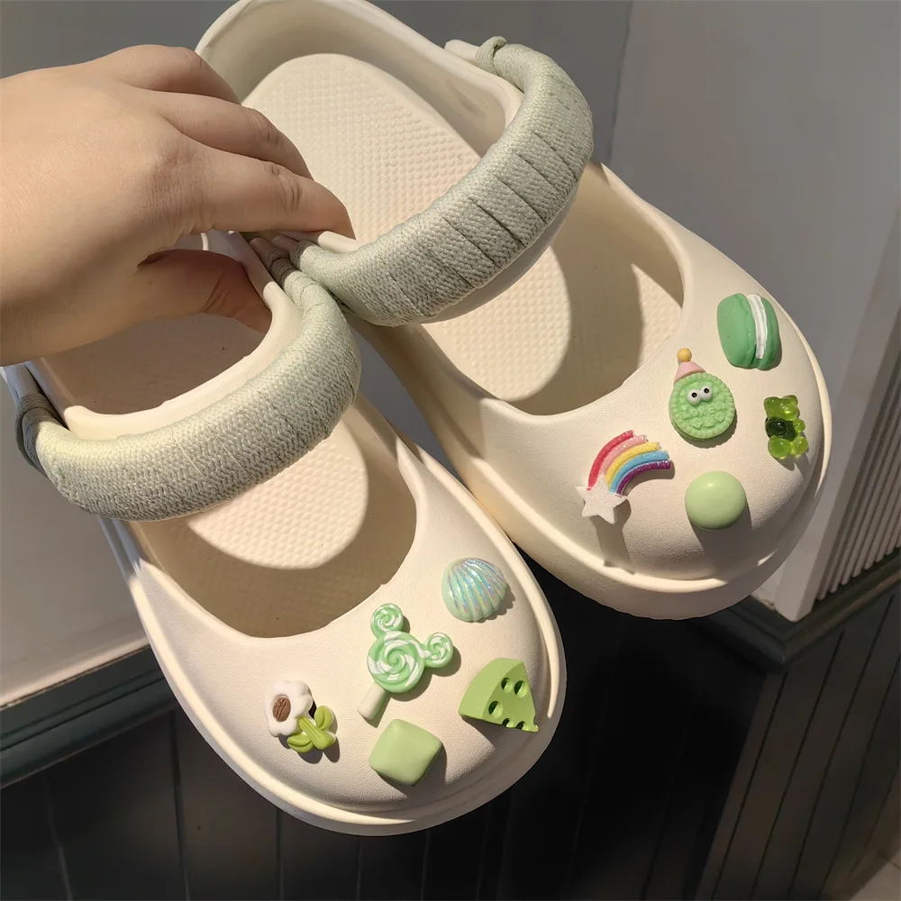 أربطة أحذية زهور حلوى ذاتية الصنع للأطفال ، شبشب قباقيب ، صنادل ، ديكورات أحذية حدائق ، مجموعة إكسسوارات ساحرة ، هدايا