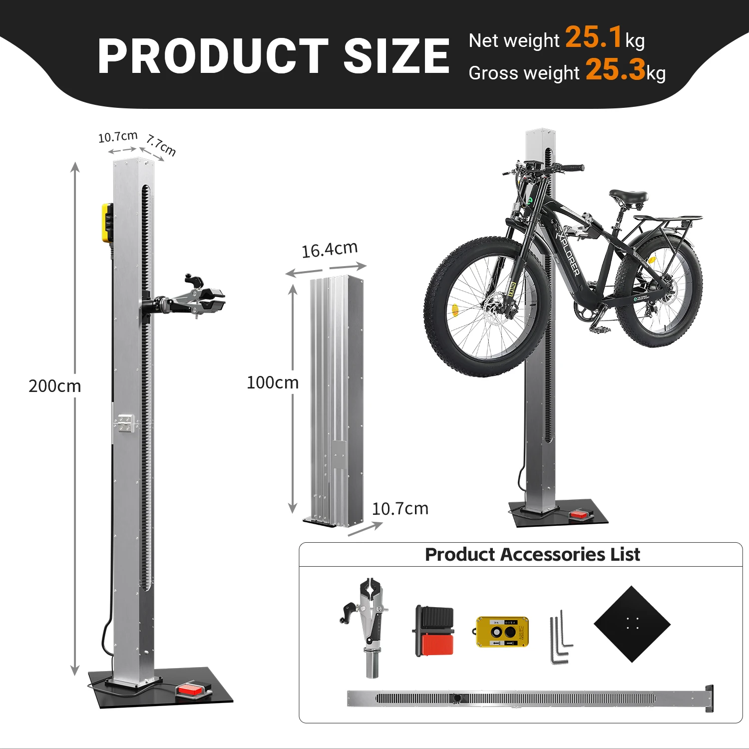 50kg Load Heavy Duty Electric Bike Workstand Foldable 360 Rotating Clamp Floor Mount Motorized E-Bike Repair Stand