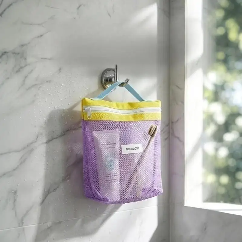 Ins-Style Leuchtend Bunte Sommer-Netztasche Kleine Kosmetiktasche Handtasche Faltbare Tragbare Toilettentasche für Damen – Detail 4
