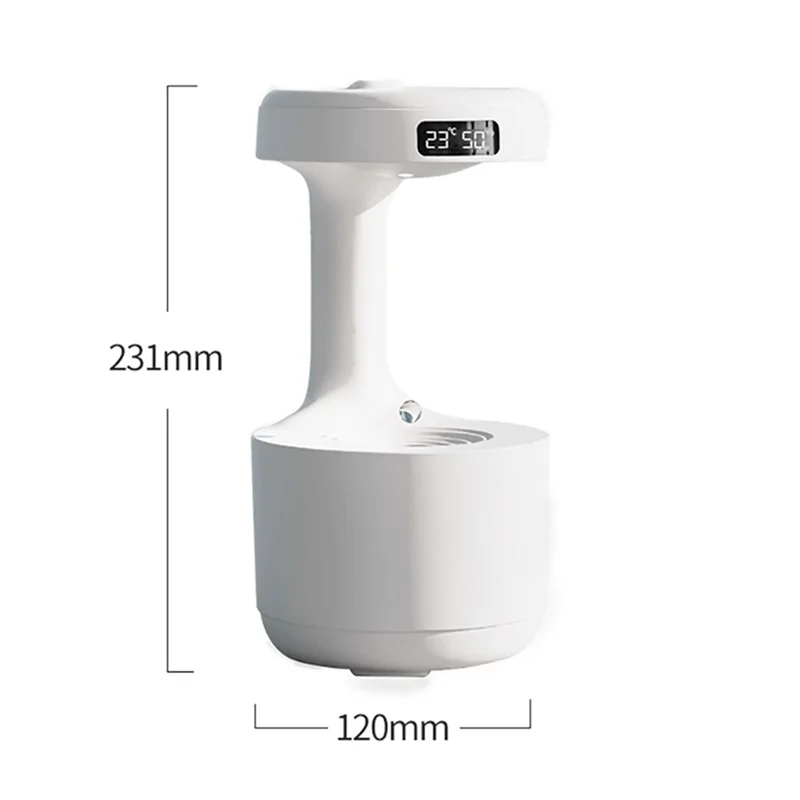 

600ML Humidifier Home Anti-Gravity Water Droplets Ultrasonic Cool Mists Maker with LED Display for Bedroom Office