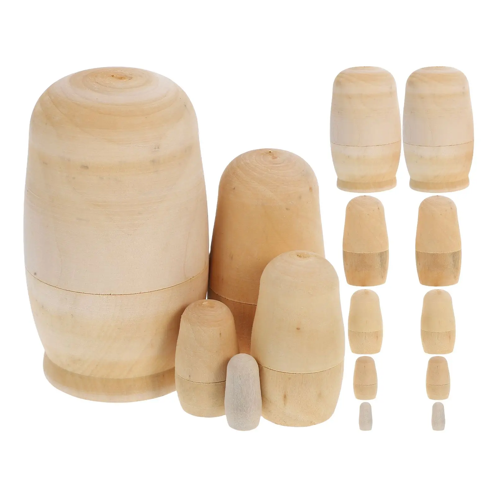 

3 Sets White Matryoshka Lovely Ornament Baby Wooden DIY Supplies Desktop Decors Model Toddler