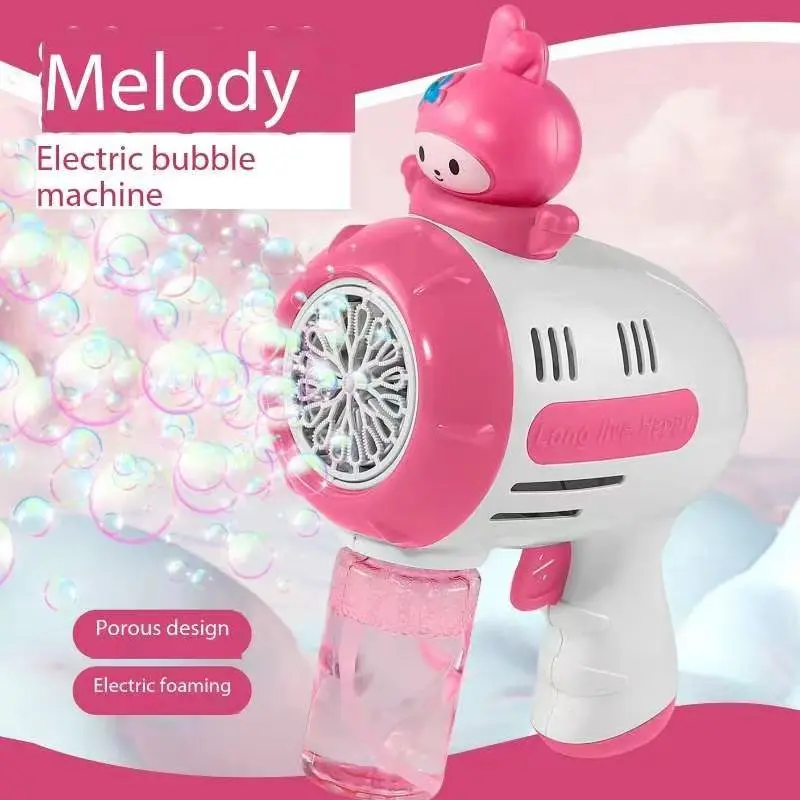 مسدس فقاعات كهربائي من سلسلة سانريو للأطفال ، آلة فقاعات ألعاب ، منفاخ صابون أوتوماتيكي ، ألعاب حفلات صيفية خارجية ، هدية أطفال ، غرزة