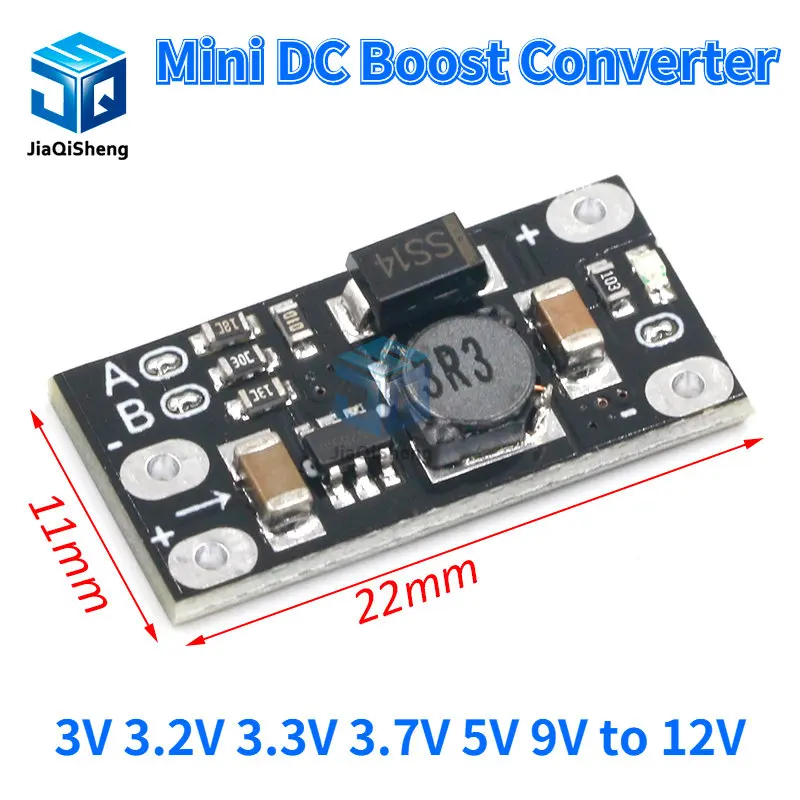 Mini DC-DC Boost Step Up Converter 3V 3.2V 3.3V 3.7V 5V 9V to 12V Voltage Regulator PCB Board Module can set 5V/ 8V/ 9V