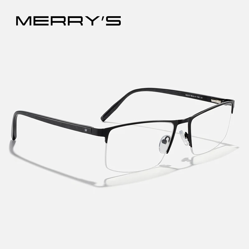 MERRYS DESIGN Titanium Alloy Glasses Frame For Men Women Half Frame Square Acetate Legs Myopia Prescription Eyeglasses S2217