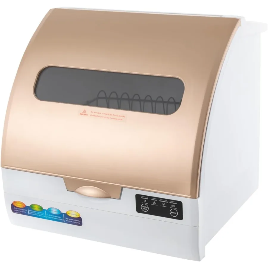 

Portable Countertop Dishwasher 900W Mini Dishwasher with 4 Wash Programs 360 Spray Compact Automatic White Dishwasher for Apart