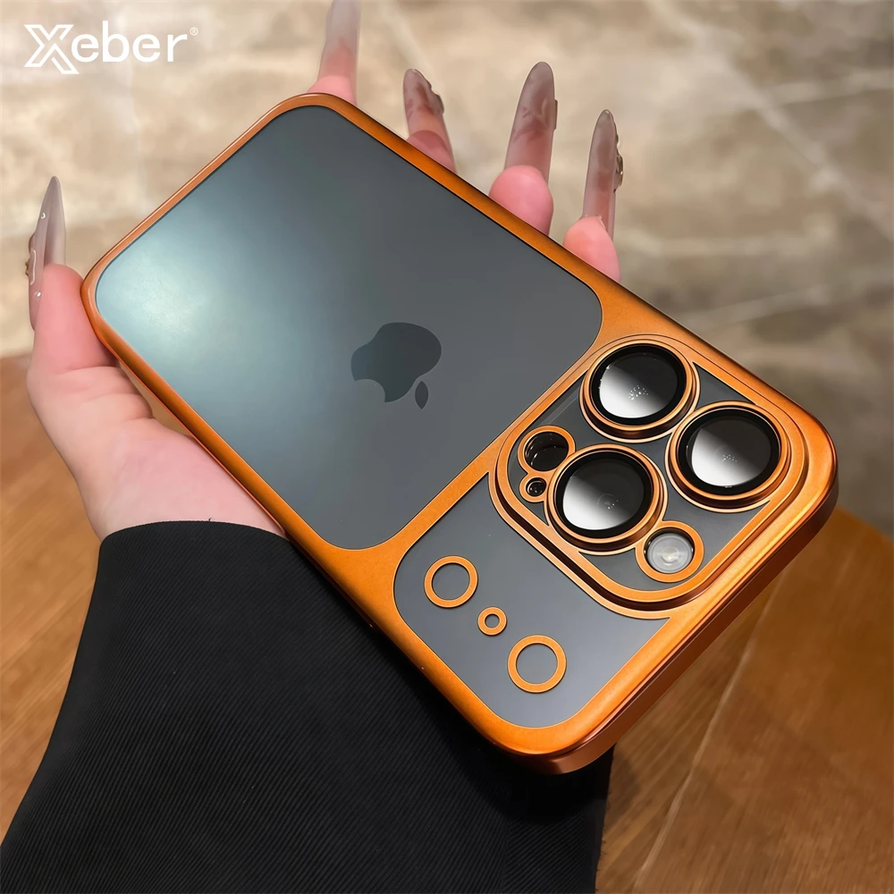 Luxuriöse, mattierte, durchscheinende PC-Handyhülle für iPhone 17, 16, 15, 14, 13, Pro Max Plus, Luftbeschichtung, Rahmen, Objektivfolie, Schutzabdeckung
