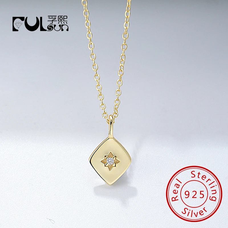 

Модное ожерелье-цепочка из стерлингового серебра 925 пробы со звездами и геометрическим покрытием, позолоченное ювелирное ожерелье с подвеской