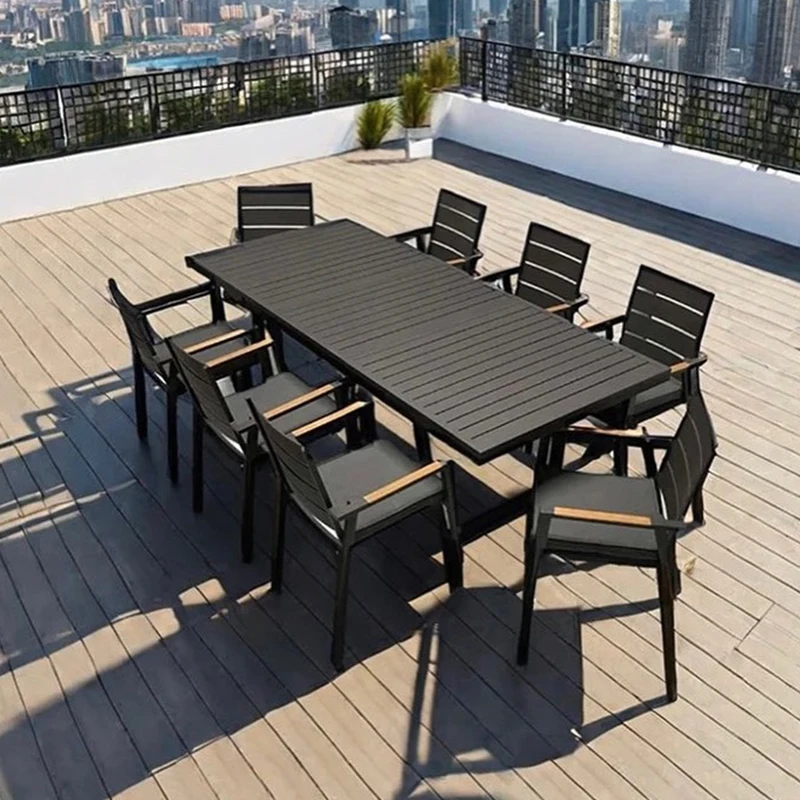 Modern Outdoor Aluminum Dining Table and Chair Set Versatile Extendable Furniture for Hotels and Gardens