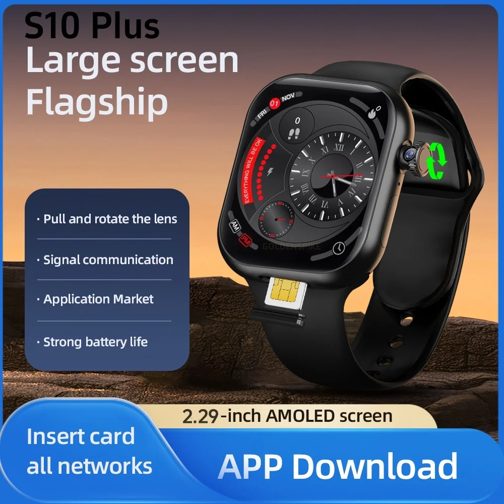 S10 Plus Smart Watch 5G Full Netcom 2.29 inch 490*580 Large Amoled Screen Rotary Camera GPS Position WIFI NFC Smartwatch Women