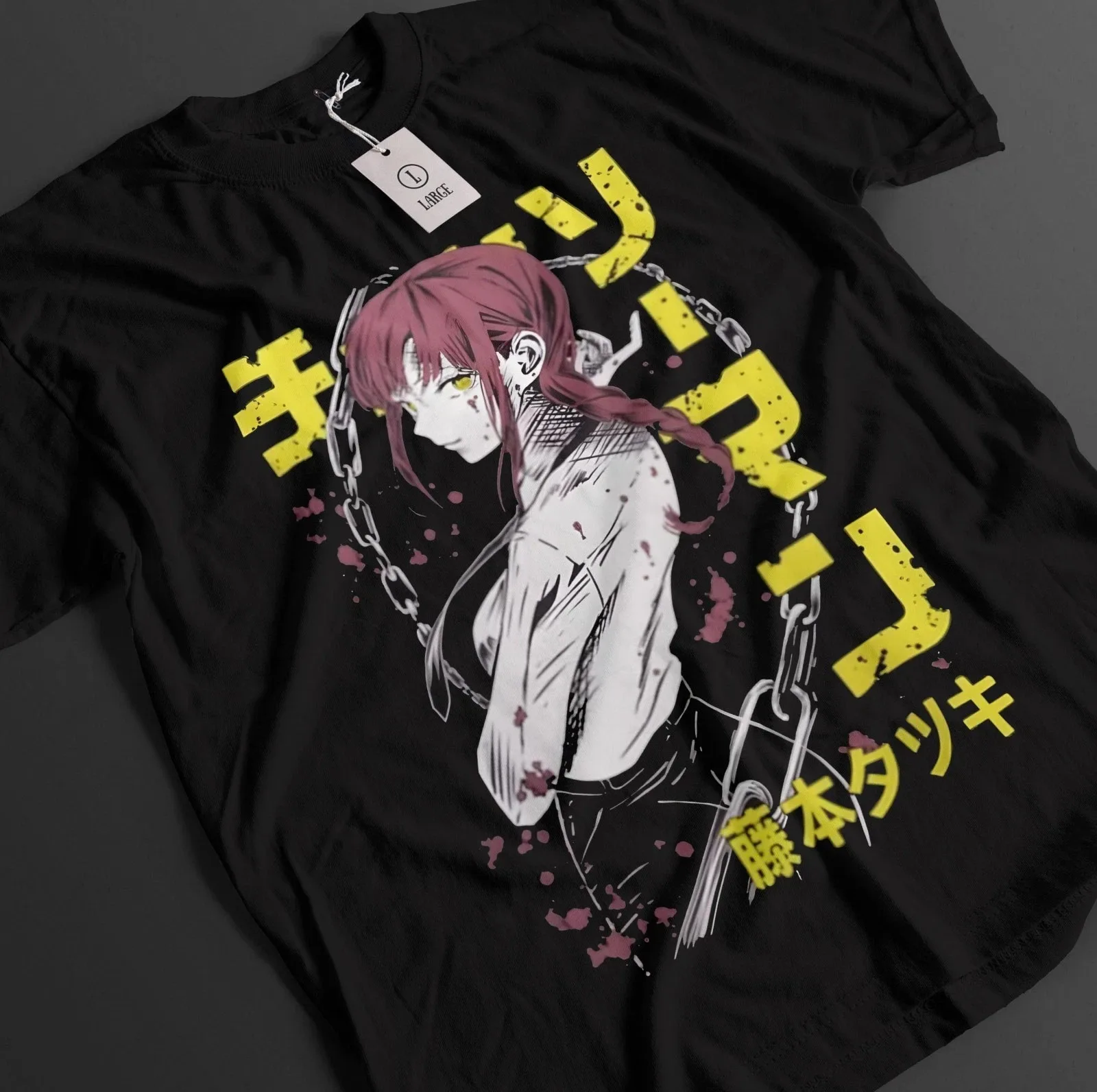 Chainsaw Man Anime Control Devil Japanese Katakana Makima Graphic T-Shirt Cotton Men Women Streetwear Tee