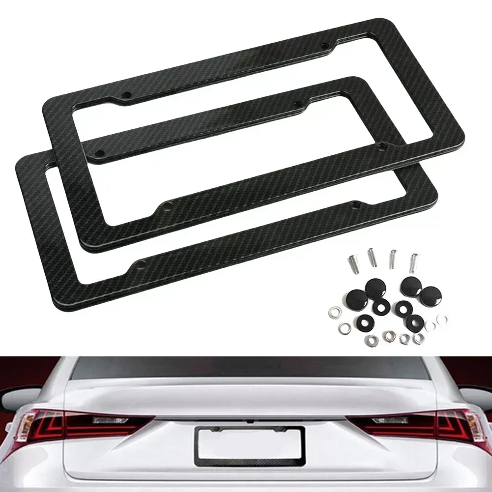 1/2PCS Number Plate Holder Carbon Fiber Car License Plate Frame Holder Car License Plate Frame Label Universal Auto Parts