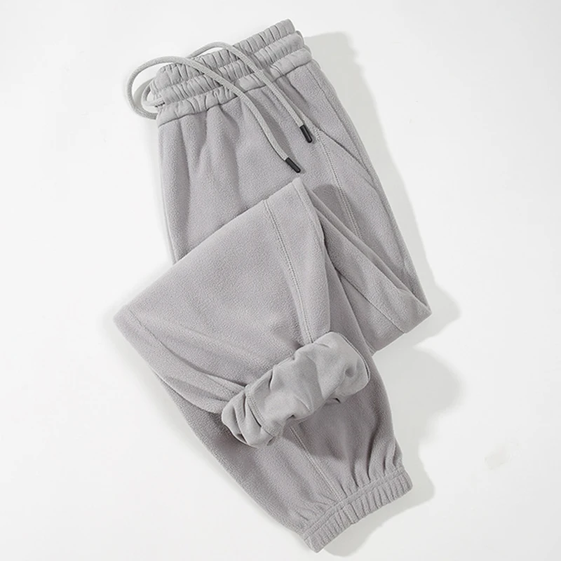 Winter Men's Daily Thicken Sweatpants Warm Cold Protection Fleece Pencil Pants Casual Sports Pants