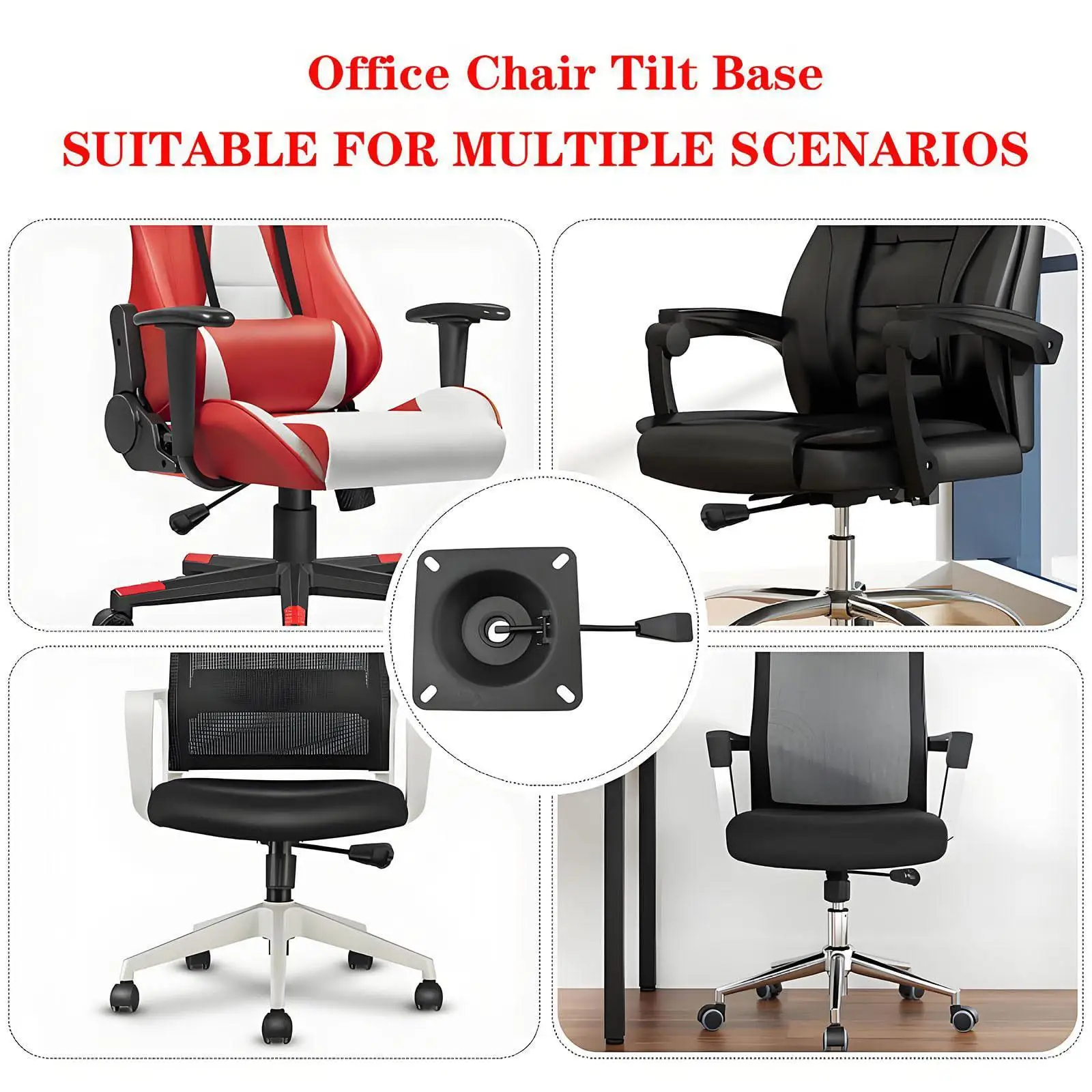 

Office Chair Tilt Base Steel Adjustable Heavy Duty Replacement for Rotating Bar Stools and Gaming Chairs